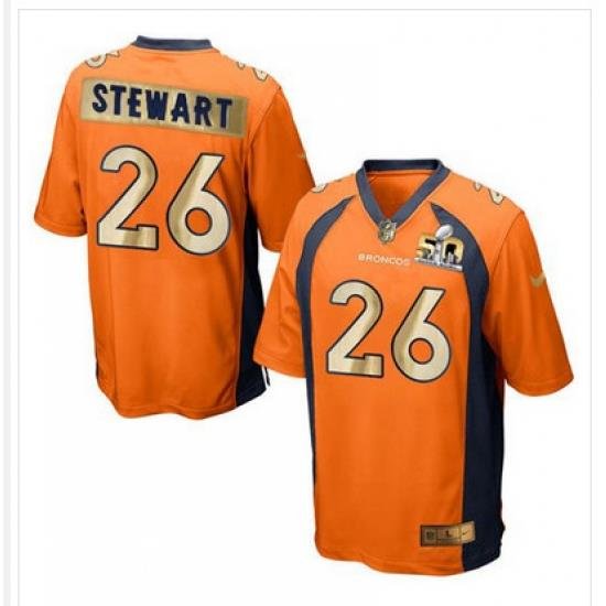 Nike Broncos #26 Darian SteWart Orange Team Color Mens Stitched NFL Game Super BoWl 50 Collection Jersey