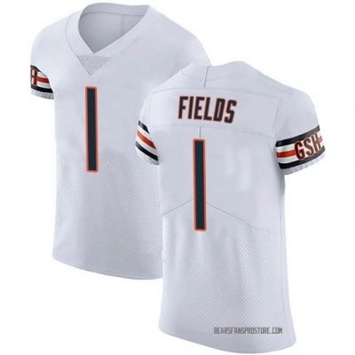 Men Nike Justin Fields White Chicago Bears #1 2021 NFL Vapor Elite Jersey