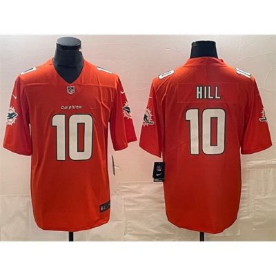 Men Miami Dolphins 10 Tyreek Hill Orange Vapor Untouchable Limited Stitched Football Jersey