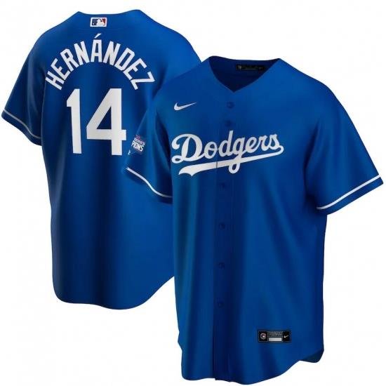 Men Los Angeles Dodgers 14 Enrique Hernandez Royal Nike 2020 World Series Champions Cool Base Jersey