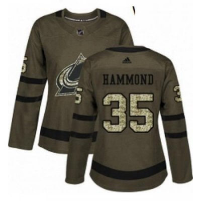 Womens Adidas Colorado Avalanche 35 Andrew Hammond Authentic Green Salute to Service NHL Jersey