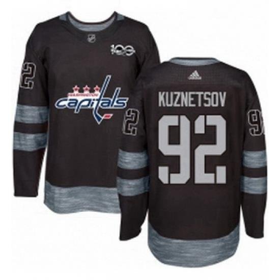 Mens Adidas Washington Capitals 92 Evgeny Kuznetsov Authentic Black 1917 2017 100th Anniversary NHL Jersey