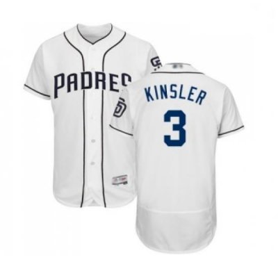 Mens San Diego Padres 3 Ian Kinsler White Home Flex Base Authentic Collection Baseball Jersey