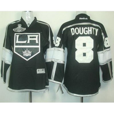 Kids Los Angeles Kings #8 Drew Doughty Black Stanley Cup Finals Champions Patch NHL Jerseys LA Style