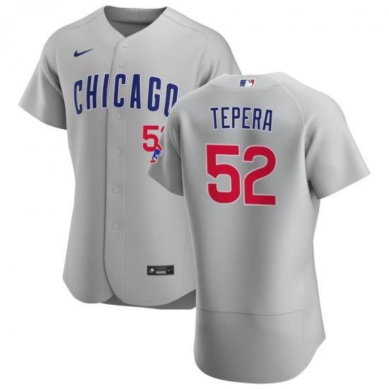 Men Chicago Cubs 52 Ryan Tepera Men Nike Gray Road 2020 Flex Base Team Jersey