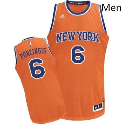 Mens Adidas New York Knicks 6 Kristaps Porzingis Swingman Orange Alternate NBA Jersey