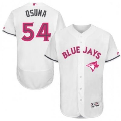 Mens Majestic Toronto Blue Jays 54 Roberto Osuna Authentic White 2016 Mothers Day Fashion Flex Base Jersey