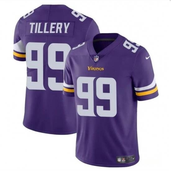 Youth Minnesota Vikings 99 Jerry Tillery Purple Vapor Untouchable Limited Stitched Jersey