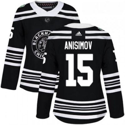 Womens Adidas Chicago Blackhawks 15 Artem Anisimov Authentic Black 2019 Winter Classic NHL Jersey