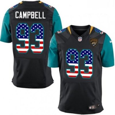 Men Nike Jacksonville Jaguars 93 Calais Campbell Elite Black Alternate USA Flag Fashion NFL Jersey