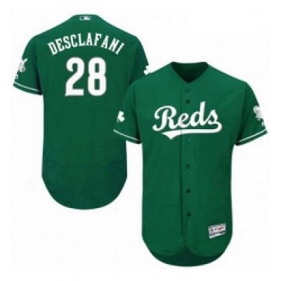 Mens Majestic Cincinnati Reds 28 Anthony DeSclafani Green Celtic Flexbase Authentic Collection MLB Jersey