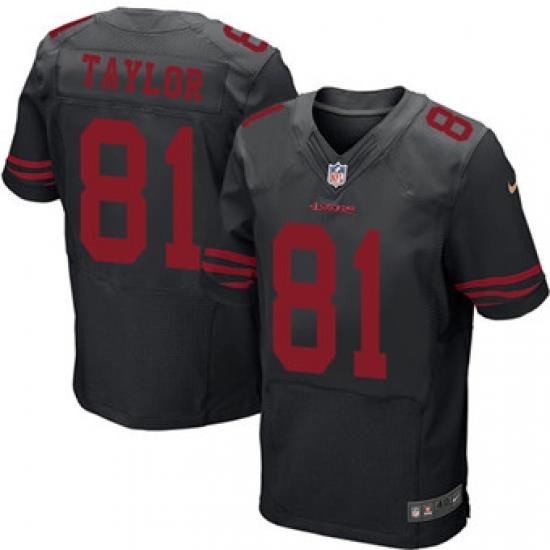 Nike 49ers #81 Trent Taylor Black Alternate Mens Stitched NFL Elite Jersey