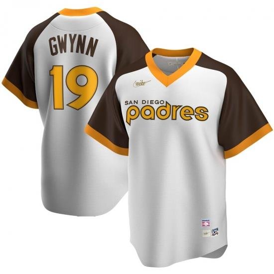 Men San Diego Padres 19 Tony GWynn San Nike Home CooperstoWn Collection Player MLB Jersey White