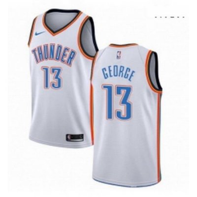 Mens Nike Oklahoma City Thunder 13 Paul George Swingman White Home NBA Jersey Association Edition