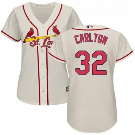 Womens Majestic St Louis Cardinals 32 Steve Carlton Authentic Cream Alternate Cool Base MLB Jersey