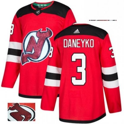 Mens Adidas New Jersey Devils 3 Ken Daneyko Authentic Red Fashion Gold NHL Jersey