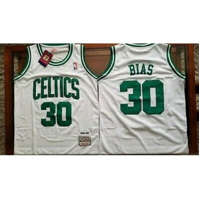 Men Boston Celtis Len Bias White Hardwood Classic Mitchell Ness Jersey