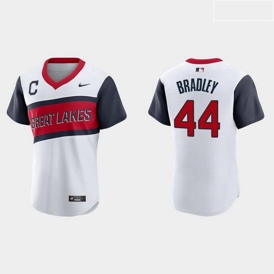 Men Cleveland Indians 44 Bobby Bradley Men Nike White 2021 Little League Classic Authentic MLB Jersey