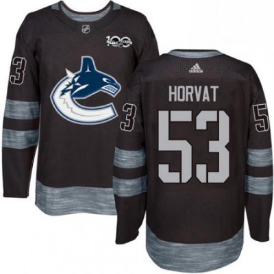 Mens Adidas Vancouver Canucks 53 Bo Horvat Authentic Black 1917 2017 100th Anniversary NHL Jersey