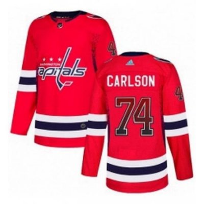 Mens Adidas Washington Capitals 74 John Carlson Authentic Red Drift Fashion NHL Jersey