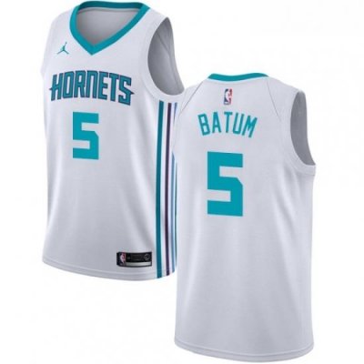 Womens Nike Jordan Charlotte Hornets 5 Nicolas Batum Swingman White NBA Jersey Association Edition