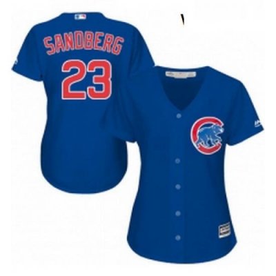 Womens Majestic Chicago Cubs 23 Ryne Sandberg Replica Royal Blue Alternate MLB Jersey