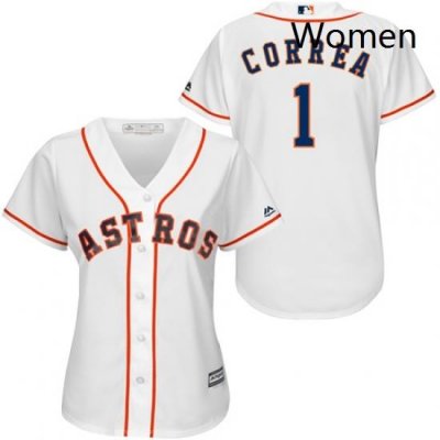 Womens Majestic Houston Astros 1 Carlos Correa Replica White Home Cool Base MLB Jersey