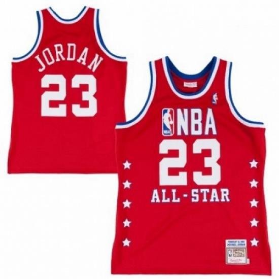 Mens Mitchell and Ness Chicago Bulls 23 Michael Jordan Swingman Red 1992 All Star Throwback NBA Jersey