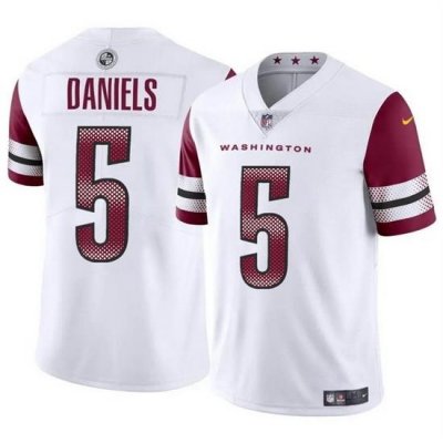 Men Washington Commanders 5 Jayden Daniels White 2024 Draft Vapor Limited Stitched Football Jersey