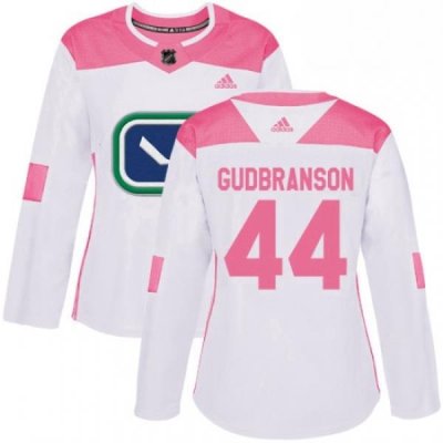 Womens Adidas Vancouver Canucks 44 Erik Gudbranson Authentic WhitePink Fashion NHL Jersey