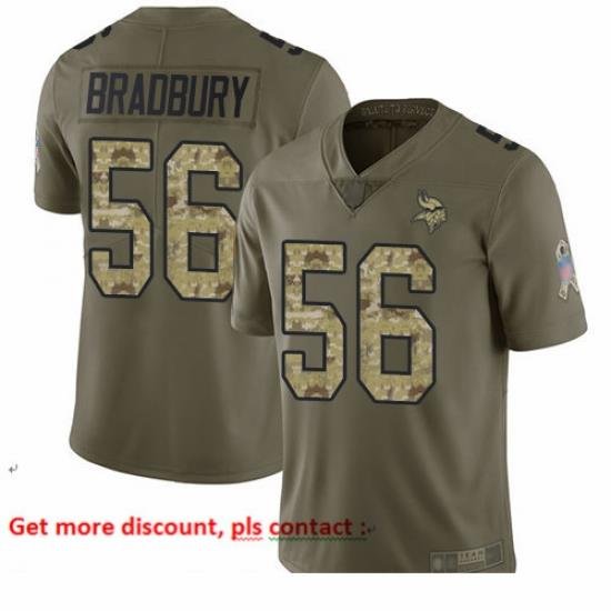 Vikings 56 Garrett Bradbury Olive Camo Youth Stitched Football Limited 2017 Salute to Service Jersey