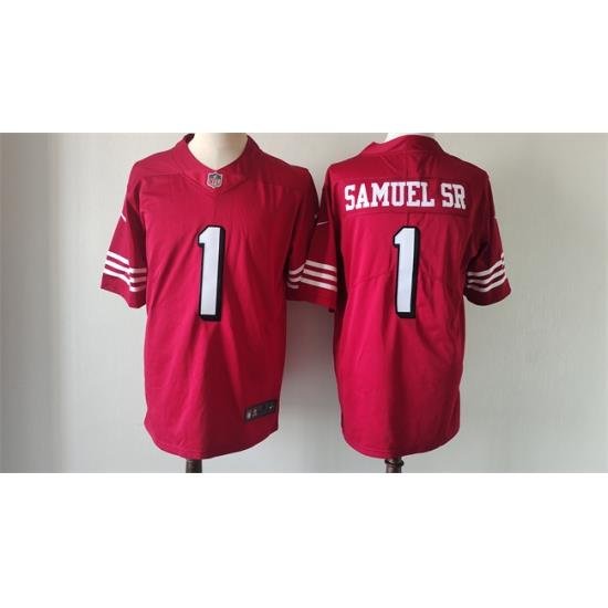 Men San Francisco 49ers 1 Deebo Samuel New Red Vapor Untouchable Limited Stitched Football Jersey