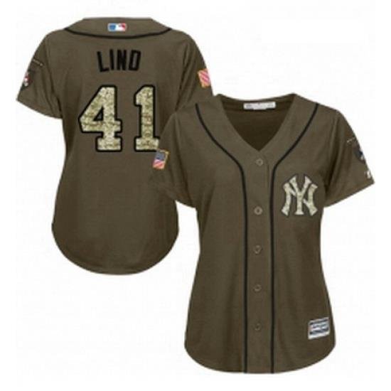 Womens Majestic New York Yankees 41 Adam Lind Authentic Green Salute to Service MLB Jersey