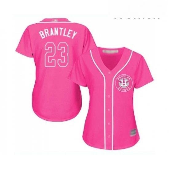 Womens Houston Astros 23 Michael Brantley Authentic Pink Fashion Cool Base Baseball Jersey