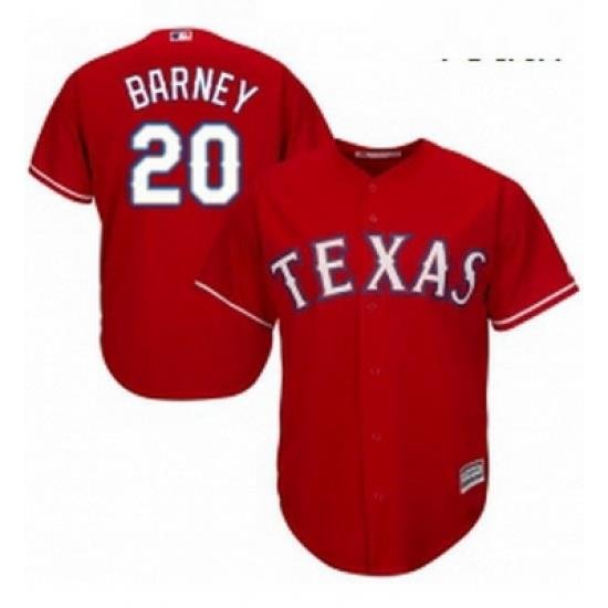 Youth Majestic Texas Rangers 20 Darwin Barney Authentic Red Alternate Cool Base MLB Jersey