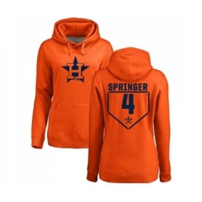 MLB Women Nike Houston Astros 4 George Springer Orange RBI Pullover Hoodie