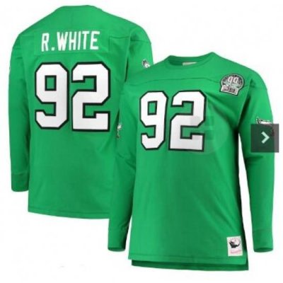 Men Philadelphia Eagles 92 Reggie White Limited Light Green Long Sleeve NFL Jersey