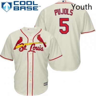 Youth Majestic St Louis Cardinals 5 Albert Pujols Authentic Cream Alternate Cool Base MLB Jersey