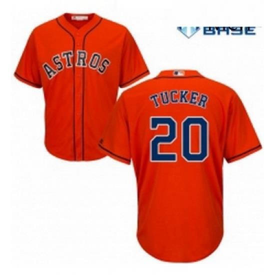 Mens Majestic Houston Astros 20 Preston Tucker Replica Orange Alternate Cool Base MLB Jersey