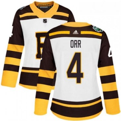 Womens Adidas Boston Bruins 4 Bobby Orr Authentic White 2019 Winter Classic NHL Jersey