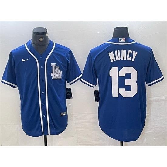 Men Los Angeles Dodgers 13 Max Muncy Blue Cool Base Stitched Baseball Jersey