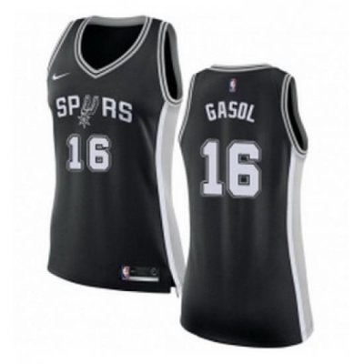 Womens Nike San Antonio Spurs 16 Pau Gasol Swingman Black Road NBA Jersey Icon Edition