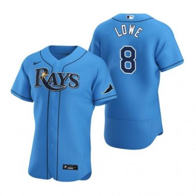 Men Tampa Bay Rays 8 Brandon LoWe Men Nike Light Blue Alternate 2020 Flex Base Player MLB Jersey