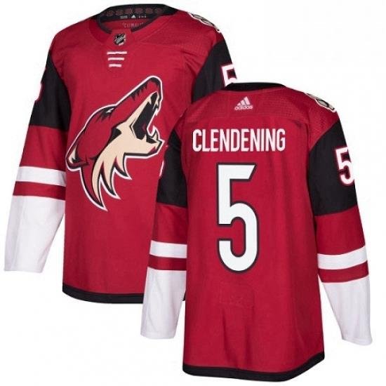 Mens Adidas Arizona Coyotes 5 Adam Clendening Premier Burgundy Red Home NHL Jersey