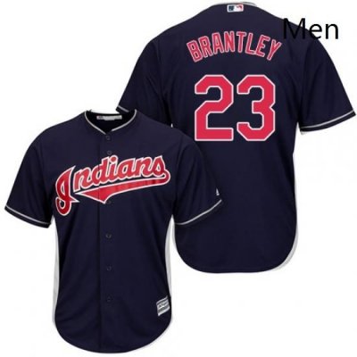 Mens Majestic Cleveland Indians 23 Michael Brantley Replica Navy Blue Alternate 1 Cool Base MLB Jersey