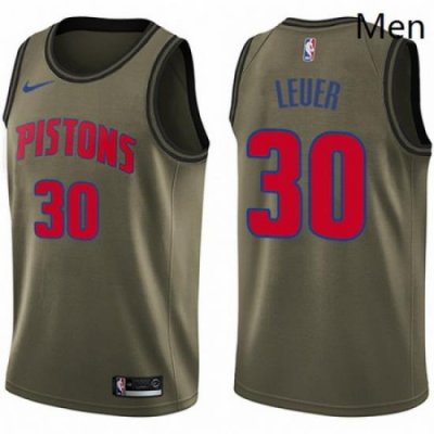 Mens Nike Detroit Pistons 30 Jon Leuer Swingman Green Salute to Service NBA Jersey