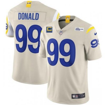 Men Los Angeles Rams 99 Aaron Donald 2022 Bone With 4 Star C Patch Vapor Untouchable Limited Stitched Jersey