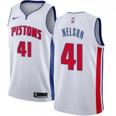 Womens Nike Detroit Pistons 41 Jameer Nelson Swingman White NBA Jersey Association Edition