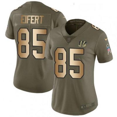 Womens Nike Cincinnati Bengals 85 Tyler Eifert Limited OliveGold 2017 Salute to Service NFL Jersey