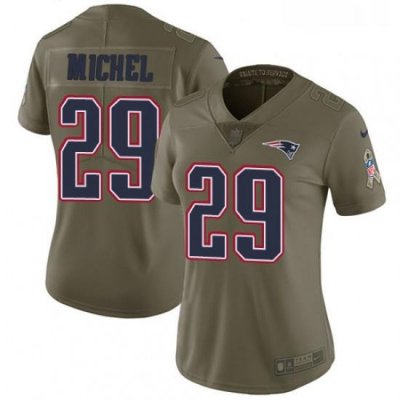 Womens Nike NeW England Patriots 29 Sony Michel Limited Olive 2017 Salute to Service NFL Jersey